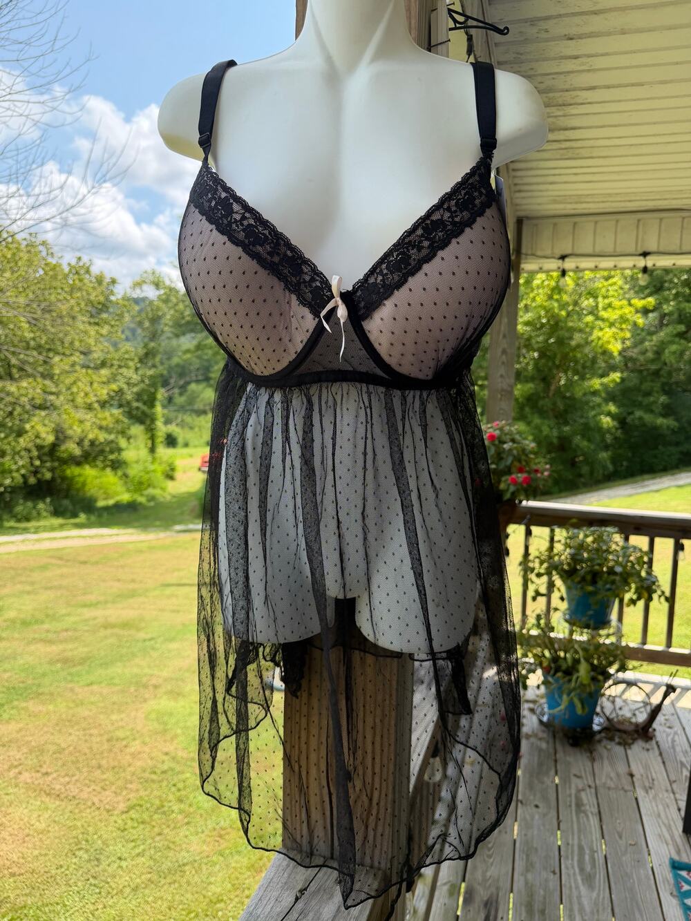Coquette Dreamgirl NWT Whimsigoth Black Sheer Babydoll Lace PlusSize Chemise 3X
